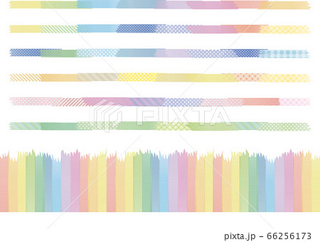 カラフルなマスキングテープの飾り線セットのイラスト素材