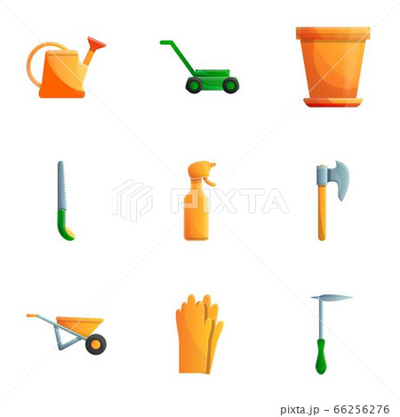Garden tools icon set, cartoon style 66256276