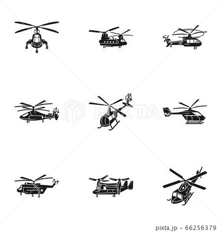 Modern Helicopter Icon Set Simple Styleのイラスト素材