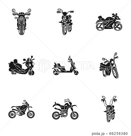 Motorcycle icon set, simple style Motorcycle icon set, simple style 66256380