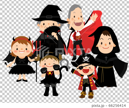 一家六口為萬聖節角色扮演 66256414