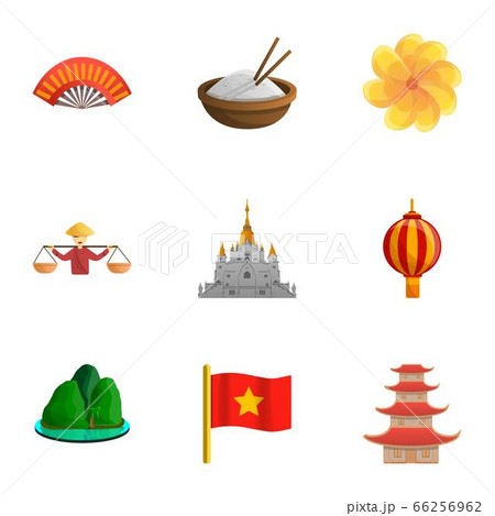 Vietnam icon set, cartoon style 66256962