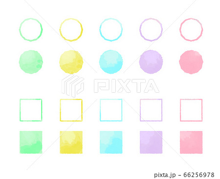 パステル 丸 四角 水彩タッチのデザイン素材のイラスト素材
