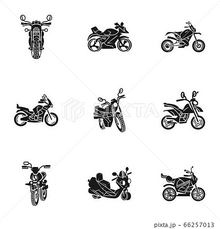 Motorbike icon set, simple style Motorbike icon set, simple style 66257013