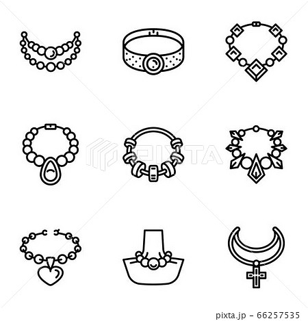 Jewelry icon set, outline style 66257535
