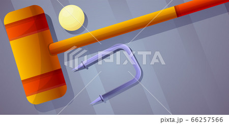 Croquet concept banner, cartoon style 66257566
