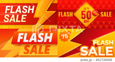 Flash sale banner set, cartoon style Flash sale banner set, cartoon style 66258066