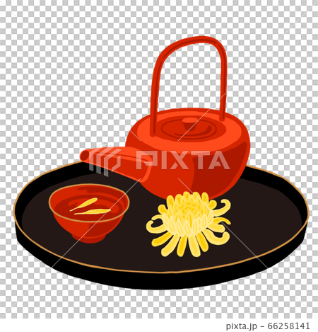 Cup And Vermilion Sake Liquor With Stock Illustration