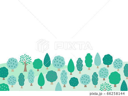 夏の森 青々とした木々のイラスト素材