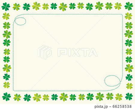 手描き風の四つ葉のクローバーで構成された可愛いイラスト フレーム飾り罫 幸運希望誠実愛情 手描き風の四つ葉のクローバーで構成された可愛いイラスト フレーム飾り罫 幸運希望誠実愛情 66258538