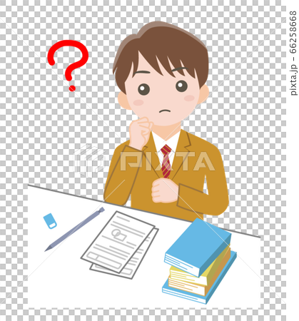 A boy who leans his head while studying at the desk A boy who leans his head while studying at the desk 66258668