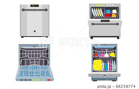 Dishwasher icons set, flat style Dishwasher icons set, flat style 66258774