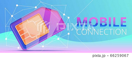 Sim card mobile connection concept banner, cartoon style Sim card mobile connection concept banner, cartoon style 66259067