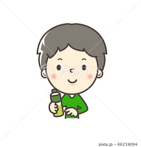 ペットボトルのお茶を持つ男性のイラスト 66259094