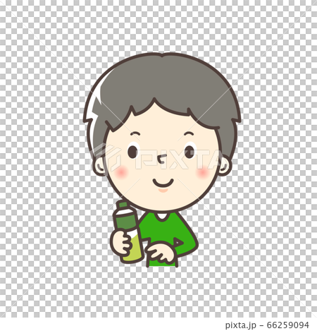 ペットボトルのお茶を持つ男性のイラスト 66259094