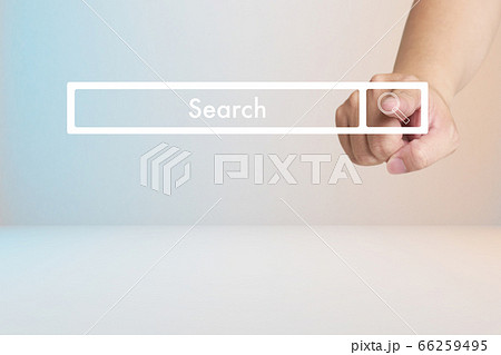 Hand touching the search button Hand touching the search button 66259495