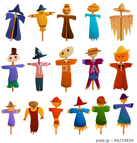 Scarecrow icons set, cartoon style Scarecrow icons set, cartoon style 66259839