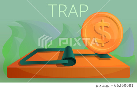 Money trap concept banner, cartoon style 66260081