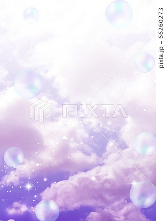 空グラデーション紫色シャボン玉のイラスト素材
