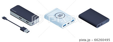 Power bank icons set, isometric style 66260495