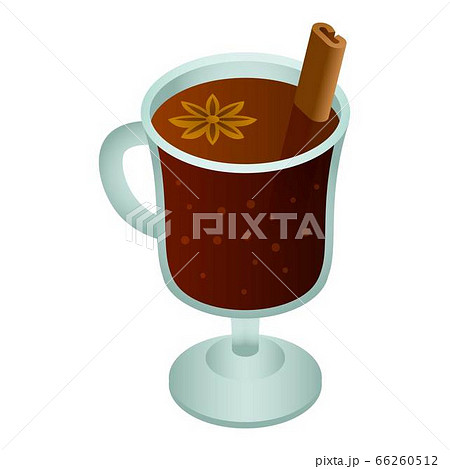 Glass mulled wine icon, isometric style Glass mulled wine icon, isometric style 66260512