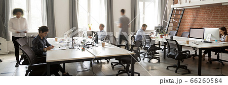 Group of multiethnic employees working in co-working open space Group of multiethnic employees working in co-working open space 66260584