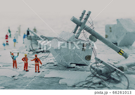 災害後の街のジオラマ風景のイメージ 66261013