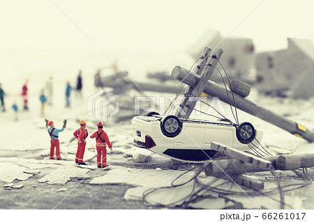 災害後の街のジオラマ風景のイメージ 66261017