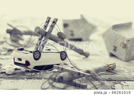 災害後の街のジオラマ風景のイメージ 66261019