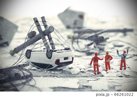 災害後の街のジオラマ風景のイメージ 66261022