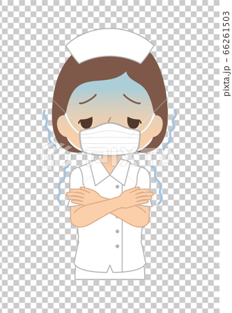 A Nurse Wearing A Mask And Feeling Chills Due Stock Illustration
