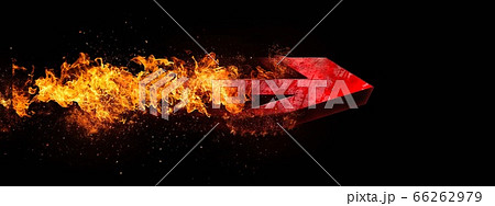 爆発する赤い矢印 黒背景 のイラスト素材