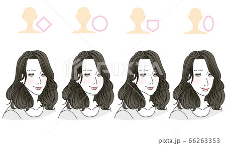 顔型別ヘアスタイルイラスト 顔型別ヘアスタイルイラスト 66263353
