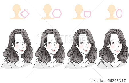 顔型別ヘアスタイルイラスト 顔型別ヘアスタイルイラスト 66263357