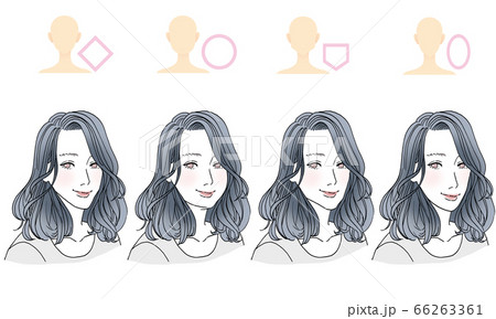 顔型別ヘアスタイルイラスト 顔型別ヘアスタイルイラスト 66263361