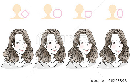 顔型別ヘアスタイルイラストのイラスト素材