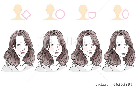 顔型別ヘアスタイルイラストのイラスト素材