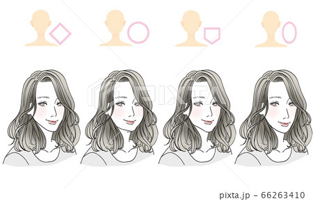 顔型別ヘアスタイルイラスト 顔型別ヘアスタイルイラスト 66263410
