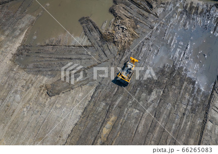 Aerial view of industrial mineral open pit mine. Aerial view of industrial mineral open pit mine. 66265083