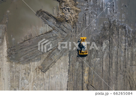 Aerial view of industrial mineral open pit mine. Aerial view of industrial mineral open pit mine. 66265084