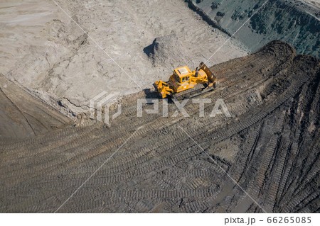 Aerial view of industrial mineral open pit mine. Aerial view of industrial mineral open pit mine. 66265085