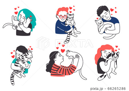 People hug pet cats 66265286