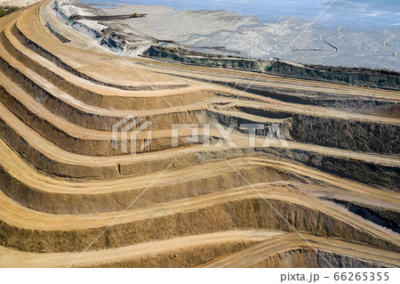 Aerial view of industrial terraces on mineral open 66265355