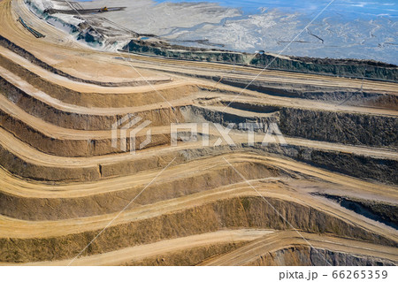 Aerial view of industrial terraces on mineral open 66265359
