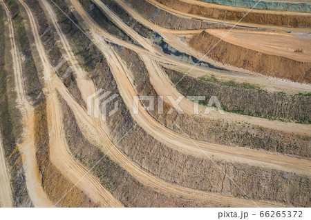 Aerial view of industrial terraces on mineral open Aerial view of industrial terraces on mineral open 66265372