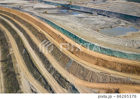 Aerial view of industrial terraces on mineral open 66265376