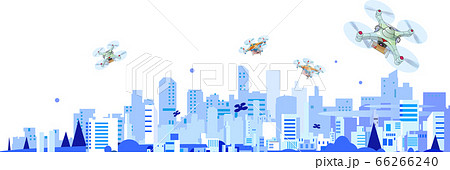 ドローンが監視して物を運搬する都市 66266240