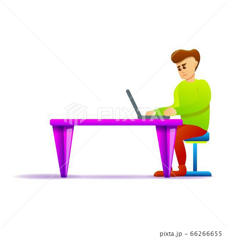 Man work laptop icon, cartoon style Man work laptop icon, cartoon style 66266655