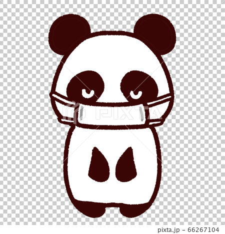 お辞儀をするマスクをしたパンダのイラスト素材
