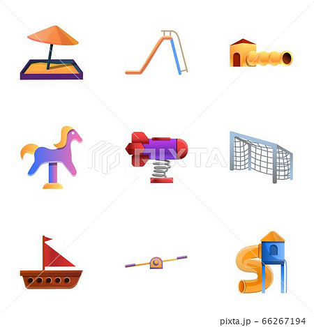 Kid play zone icon set, cartoon style 66267194